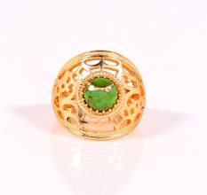 Handmade Copper Turquoise Gemstone Ring in Brass Designer Jewelry